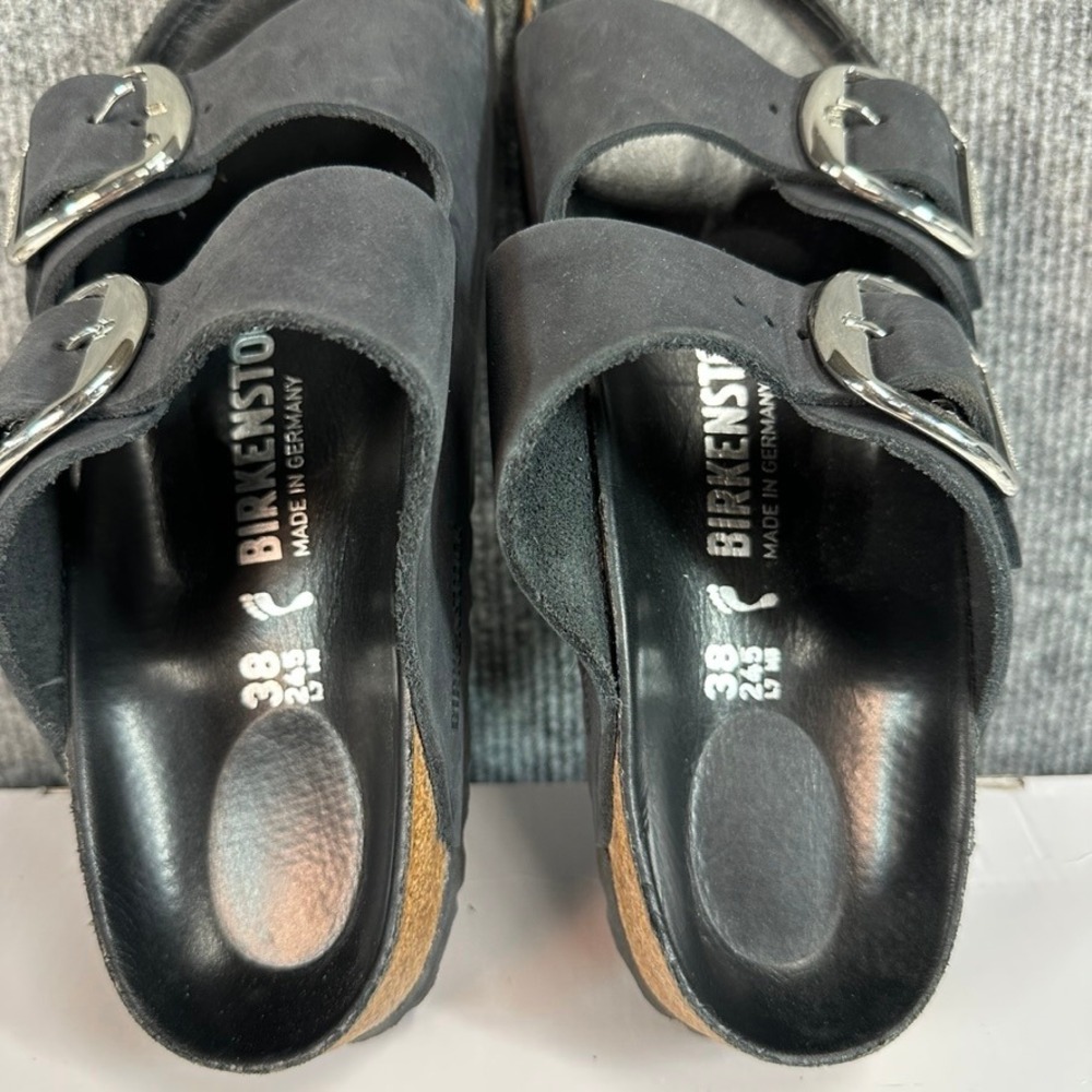 Birkenstock Arizona Big Buckle Black Oiled Leather Sandals 38 L7 M5 - Picture 8 of 13